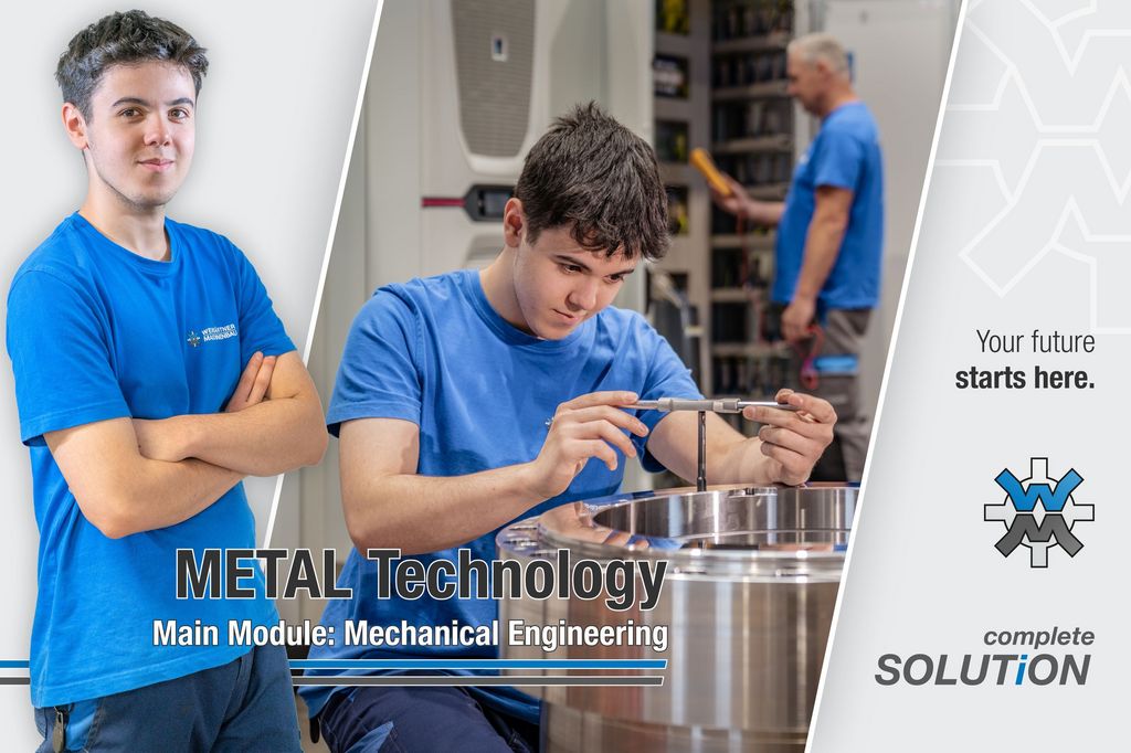 An apprentice working on a metal part